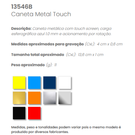 13546B - Caneta Metal Touch