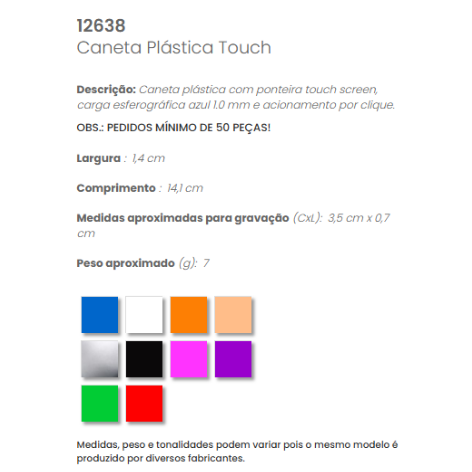 12638 - Caneta Plástica Touch