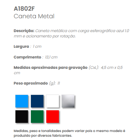 A1802F - Caneta Metal