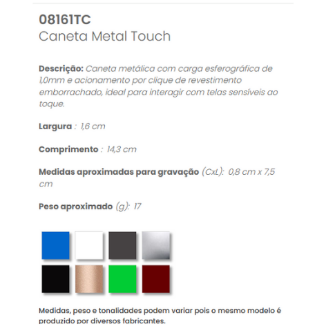 08161TC - Caneta Metal Touch