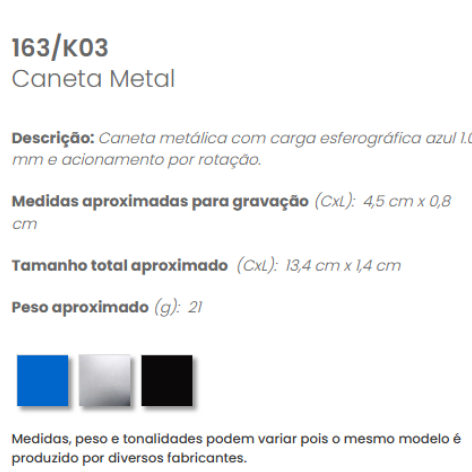 163/K03 - Caneta Metal
