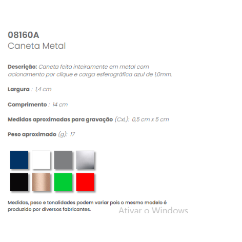 08160A - Caneta Metal