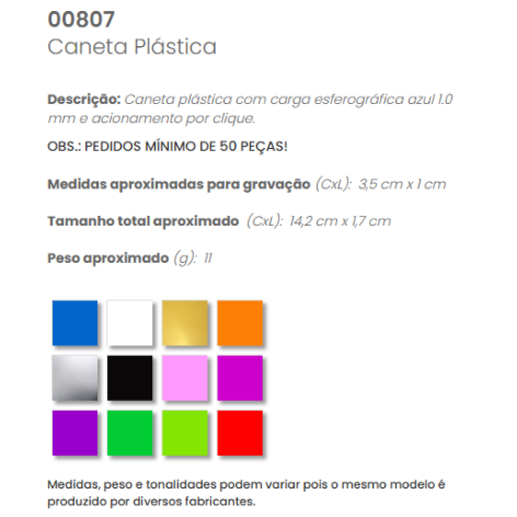 00807 - Caneta Plástica