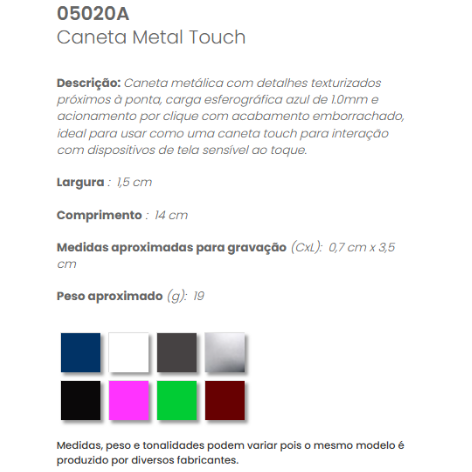 05020A - Caneta Metal Touch