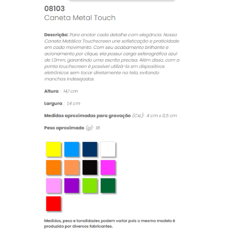 08103 - Caneta Metal Touch