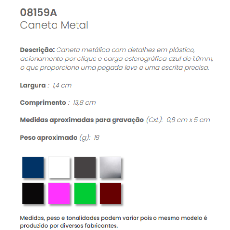 08159A - Caneta Metal