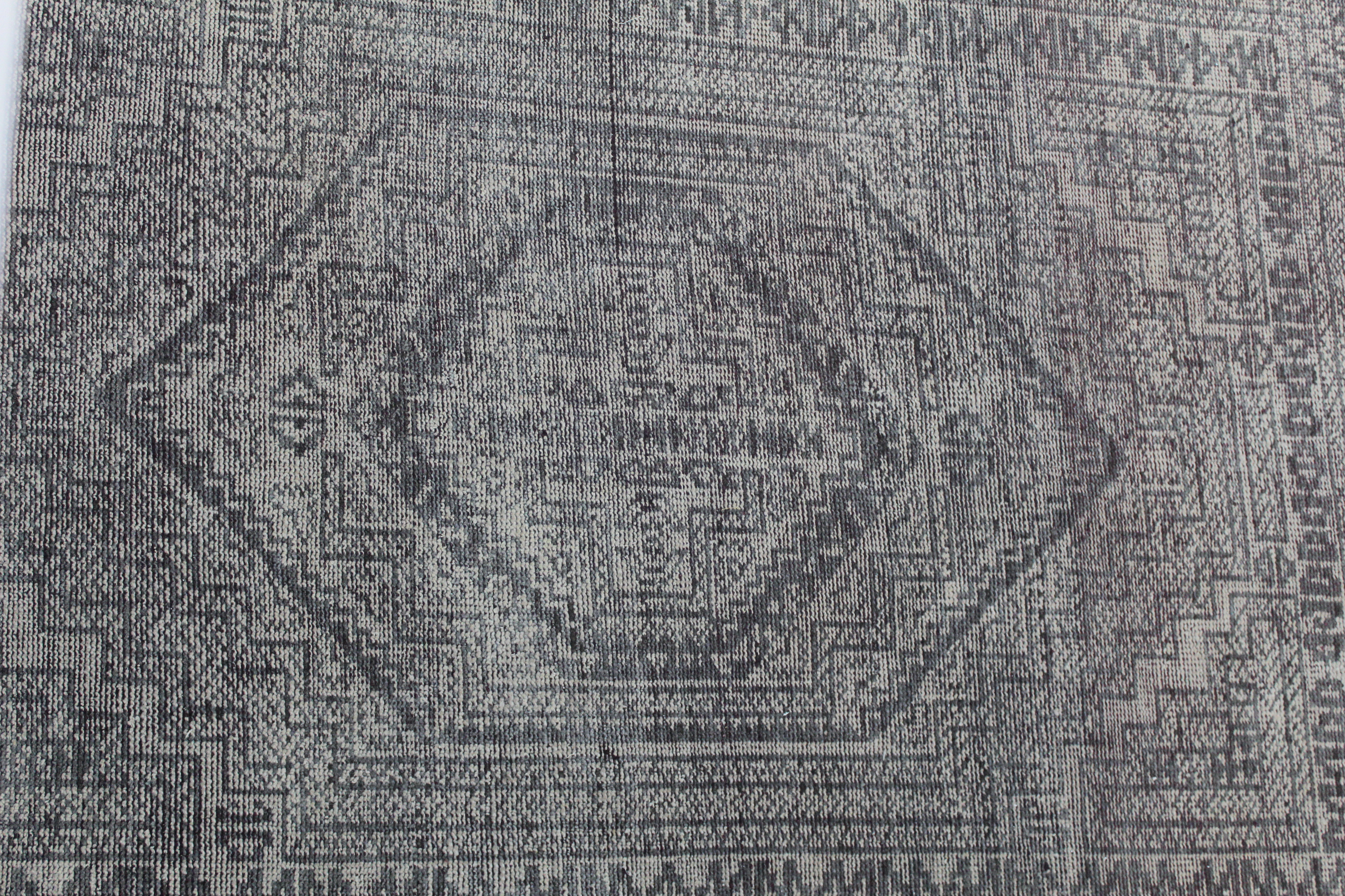 Handmade Wool Area Rug, Neutral Geometric Tribal Design, Modern Home Decor Rug