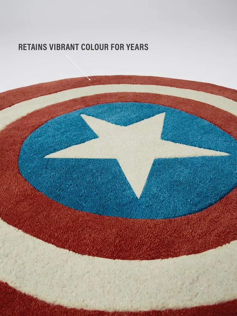 Captain America X Merch: Shield Hand Tufted Rug From KRISHNA RUGS Limited Edition 2025