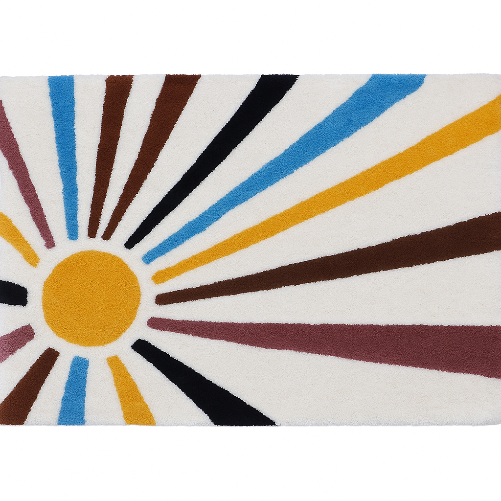  Bright Sun Design Rug Vibrant Multicolor Shaggy Rug