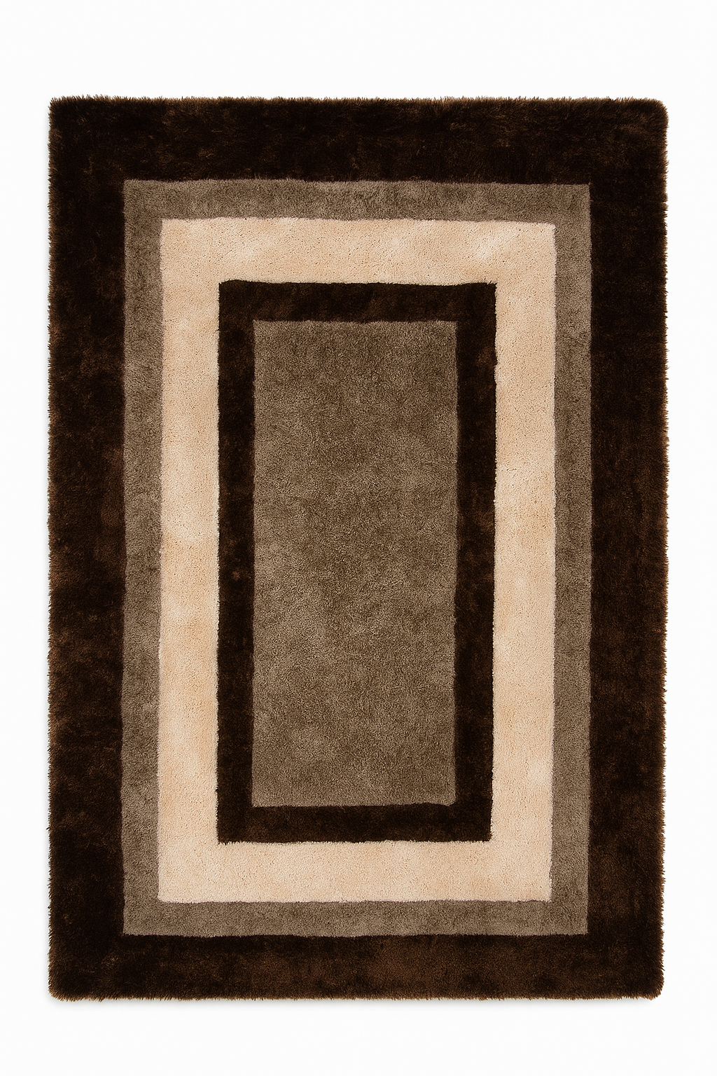 Handmade Wool Area Rug – Modern Layered Border Design in Neutral Tones
