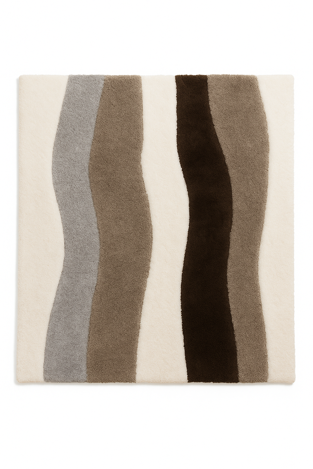 Handmade Wool Area Rug – Modern Neutral Wave Design