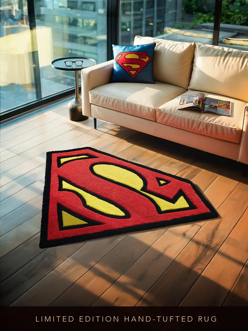 Super Man X Merch Hand Tufted Rug From KRISHNA RUGS : Limited Edition 2025