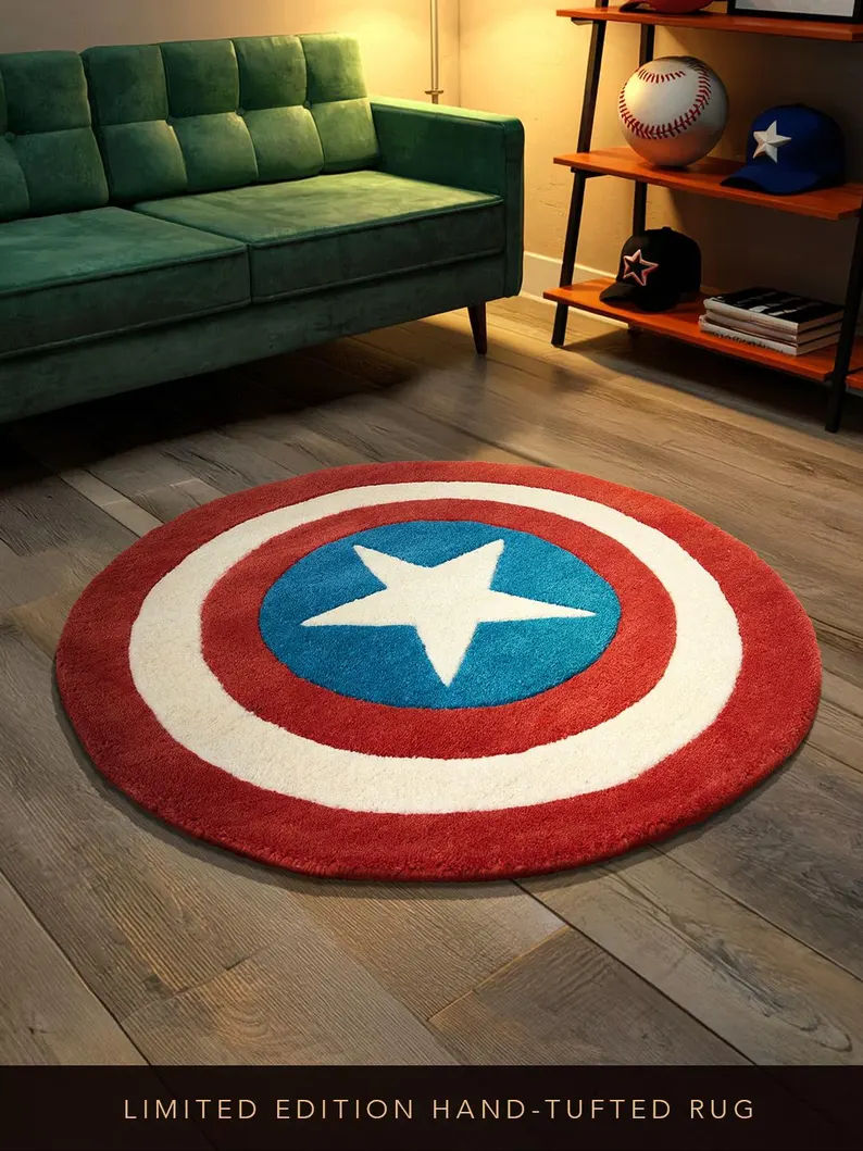 Captain America X Merch: Shield Hand Tufted Rug From KRISHNA RUGS Limited Edition 2025