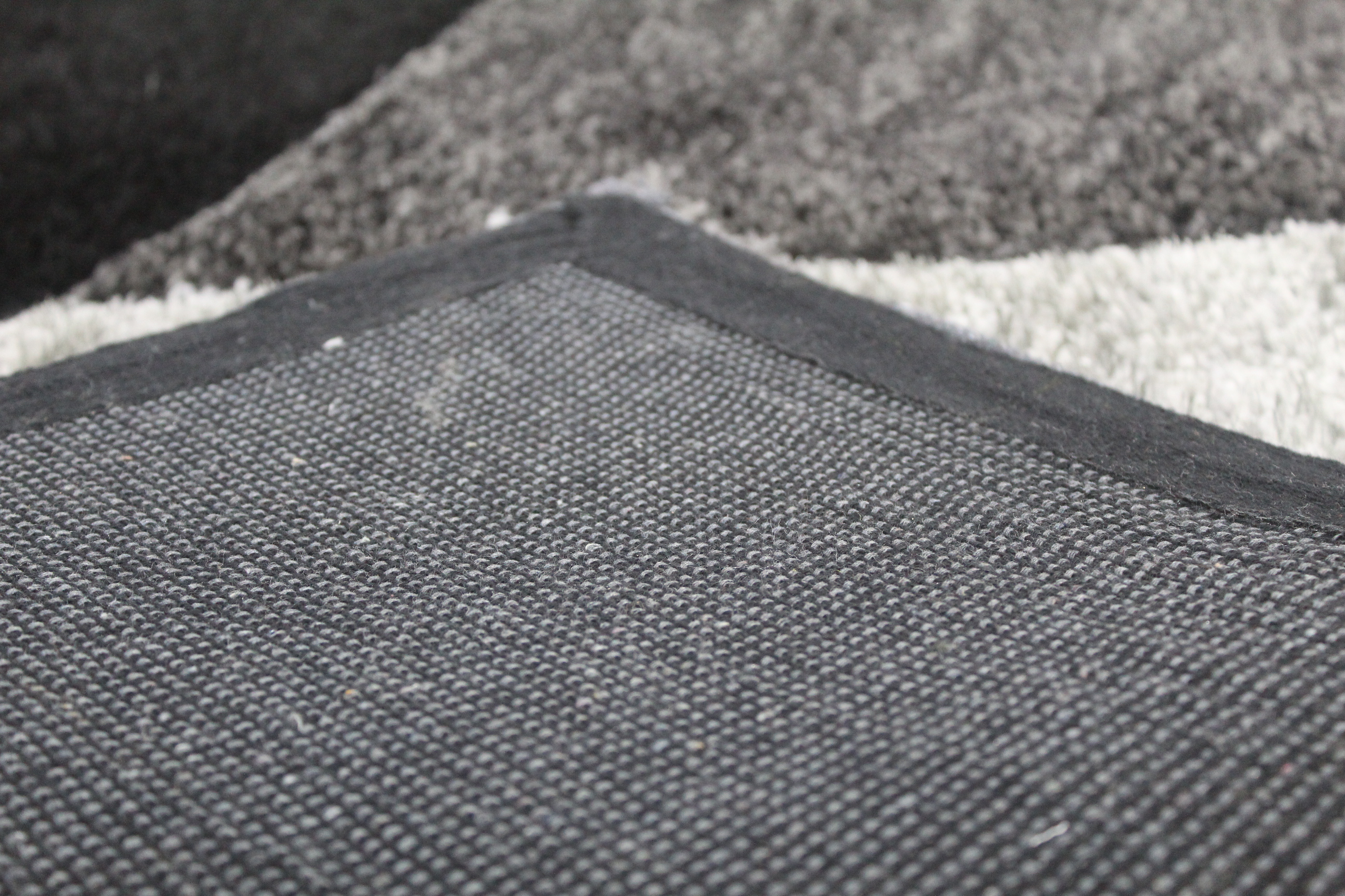 Handmade Wool Area Rug – Modern Black & Grey Checkered Design