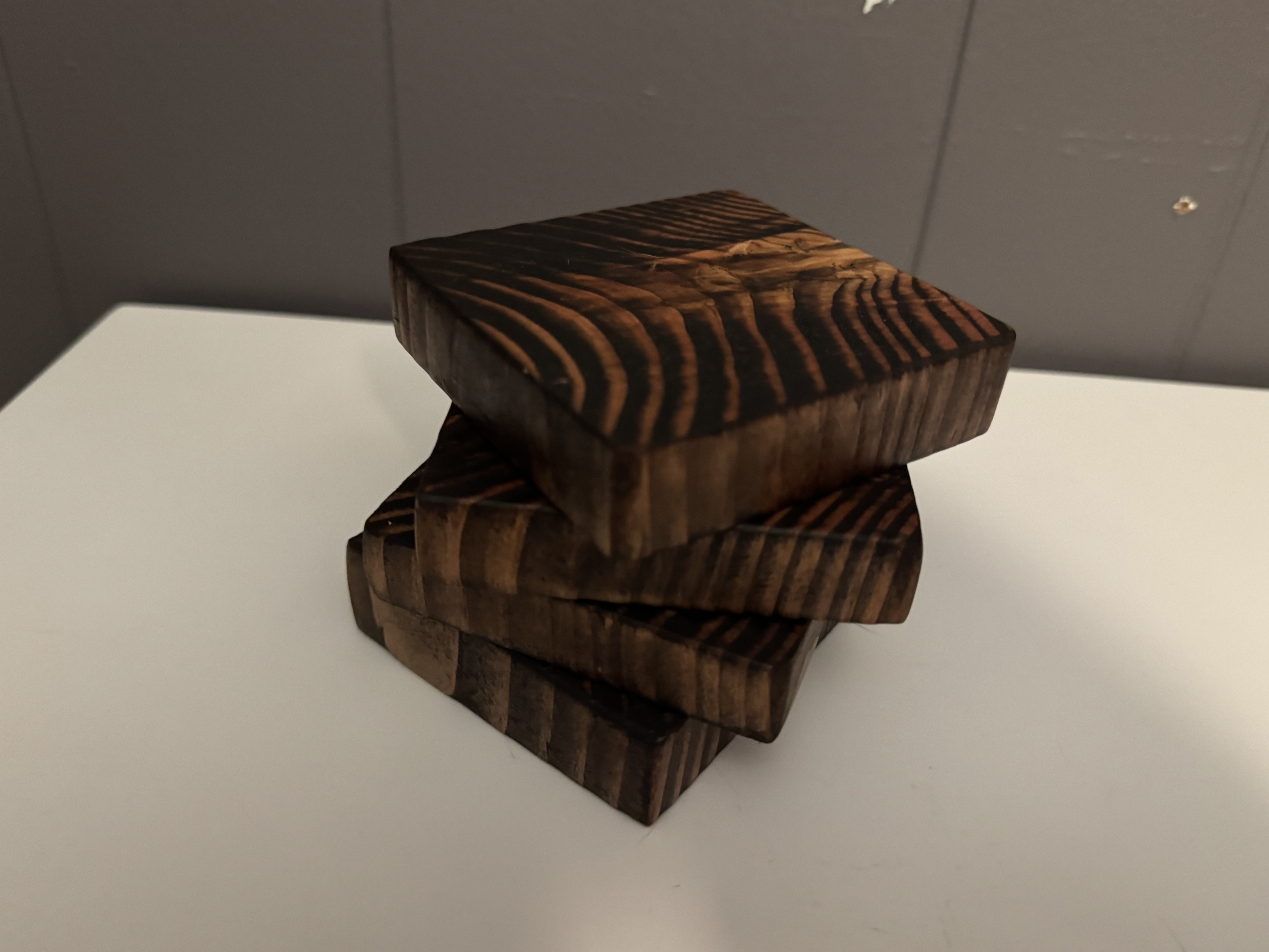 Handmade Wooden Coasters with Espresso Brown Stain – Rustic Home Décor, Set of 4