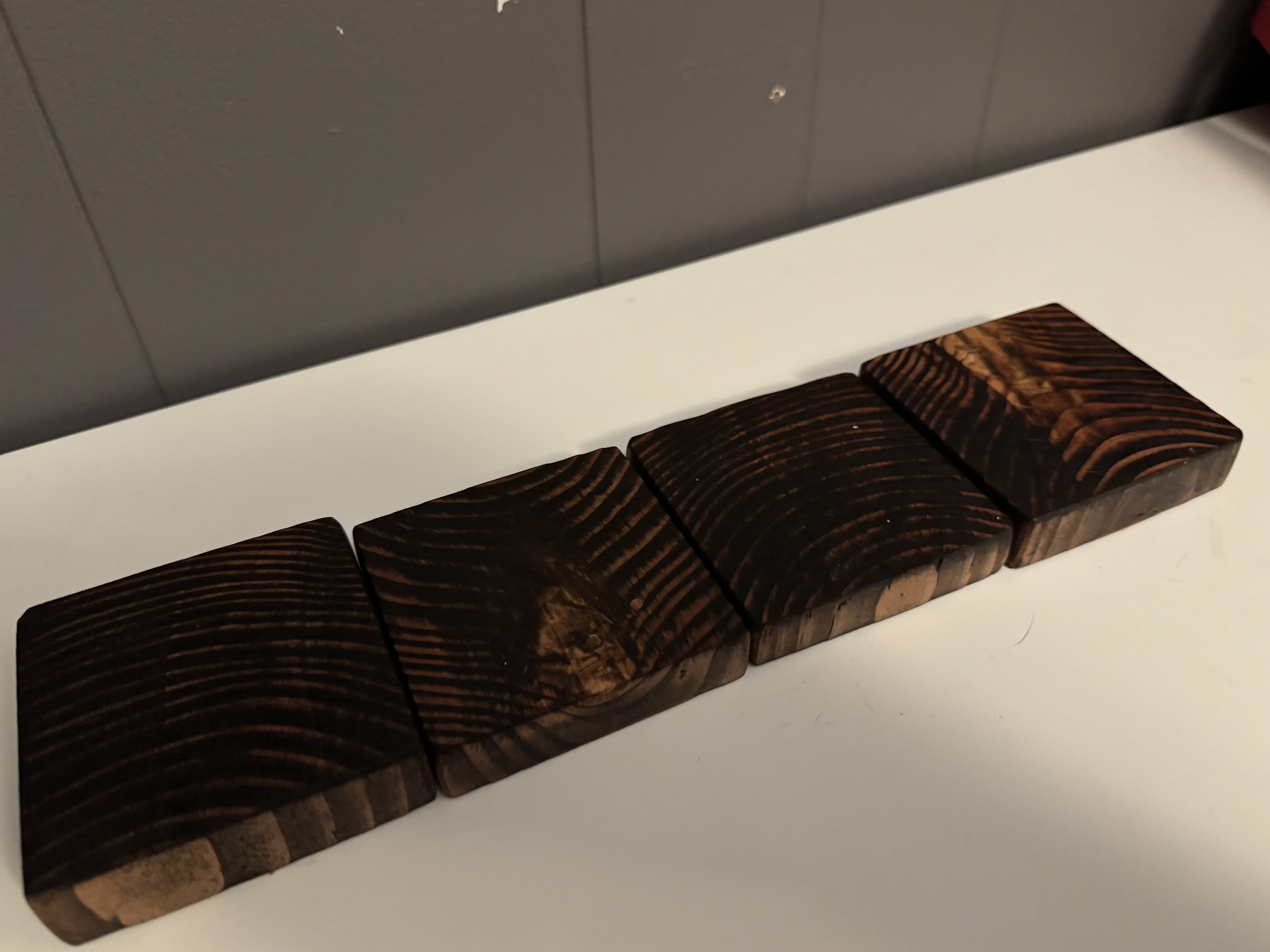 Handmade Wooden Coasters with Espresso Brown Stain – Rustic Home Décor, Set of 4