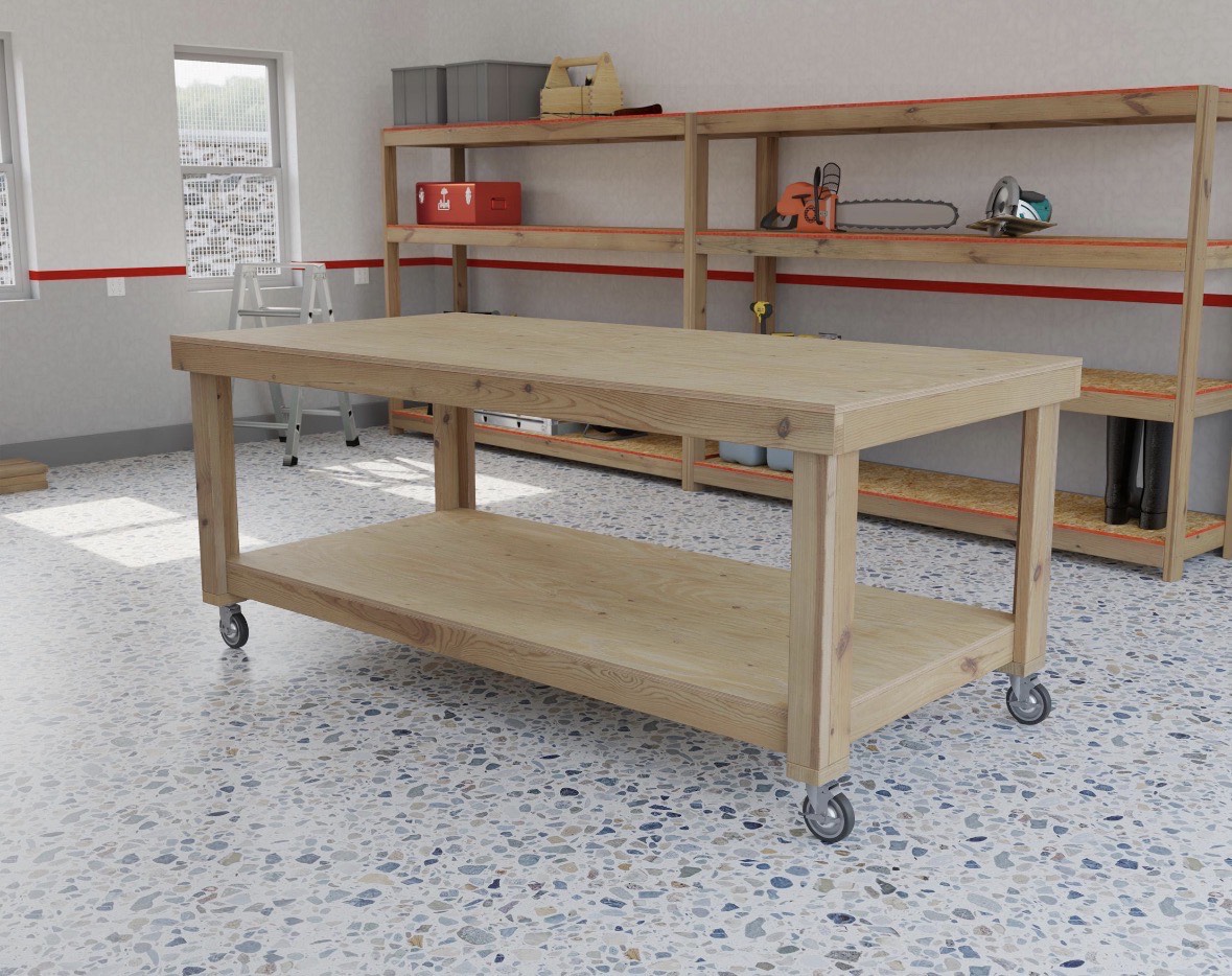 Rolling Workbench Plans – Built With Basic Tools | DIY Garage Workbench | Beginner Woodworking Plans