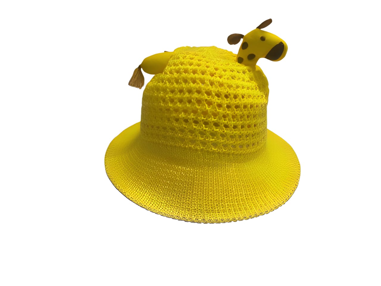Kids Yellow Crochet Hat with Giraffe