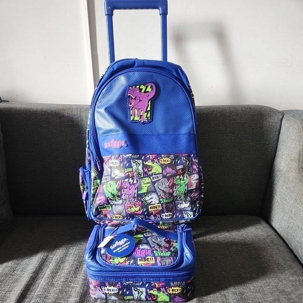 SALE SMIGGLE TROLLEY BACKPACK & LUNCHBAG MODEL DINO BRIGHT SIDE SD+ ORIGINAL