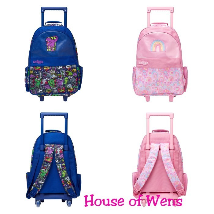 SMIGGLE BRIGHT SIDE TROLLEY WITH LIGHT UP WHEEL ORIGINAL - TAS SEKOLAH