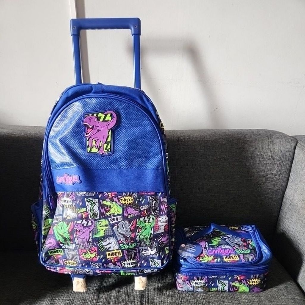SALE SMIGGLE TROLLEY BACKPACK & LUNCHBAG MODEL DINO BRIGHT SIDE SD+ ORIGINAL