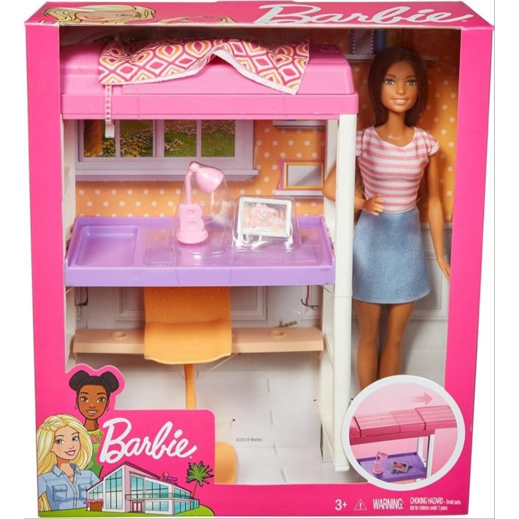 BARBIE LOFT BED AND FURNITURE SET - BONEKA BARBIE DAN PERABOT ORIGINAL