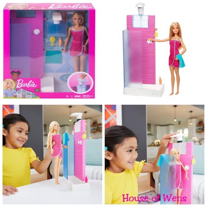 BARBIE BATHROOM SHOWER SET ORIGINAL MATTEL - BONEKA BARBIE SET