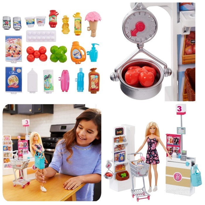 BARBIE GROCERY STORE WITH ROLLING CART - BARBIE SUPERMARKET ORIGINAL