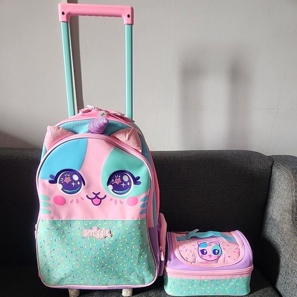 SALE SET SMIGGLE TROLLEY BACKPACK & LUNCHBAG MODEL UNICORN BEST BUDZ SD+ ORIGINAL