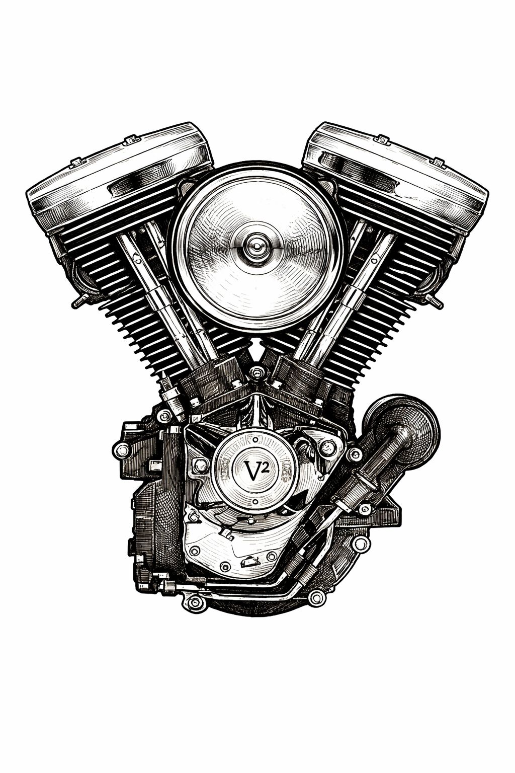 V-Twin Engine Art Print
