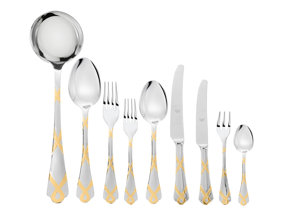 Mepra - Cutlery Set 87 Pieces - Stainless Steel 18/10 - Gold - Wooden Box