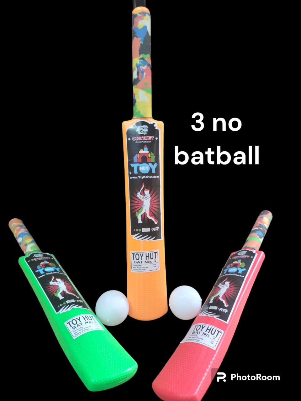3 NO Plastic Cricket Bat & Ball Set