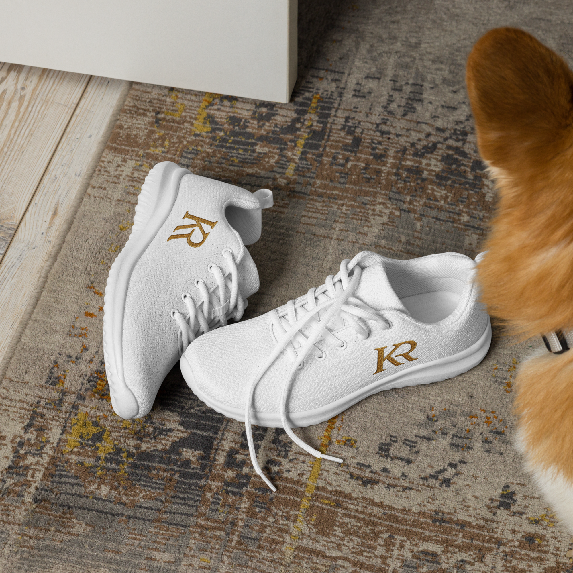 Sneackers KR Premium Homme - Blanc éclatant & Or 