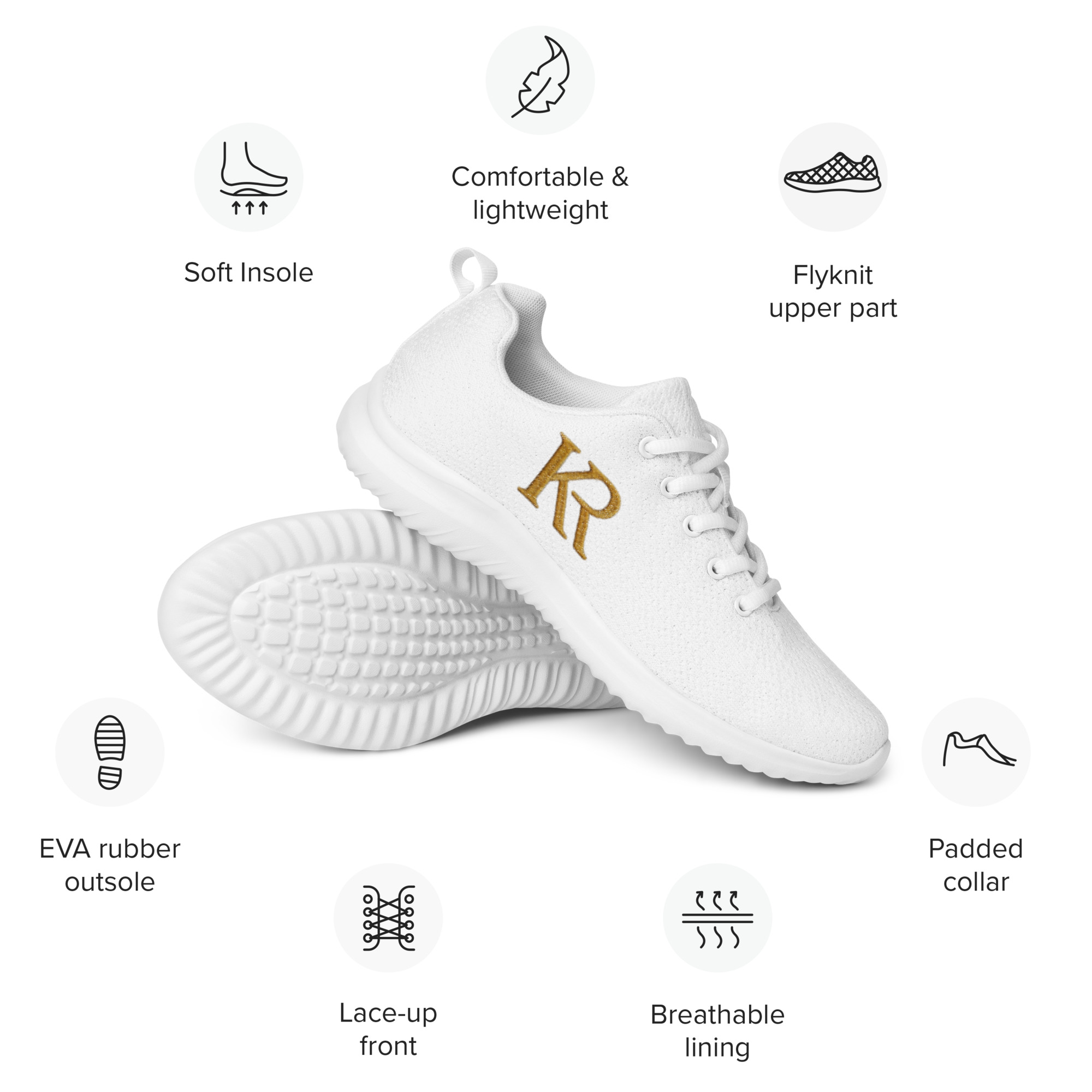 Sneakers KR Premium Dames - Blanc Pur & Or