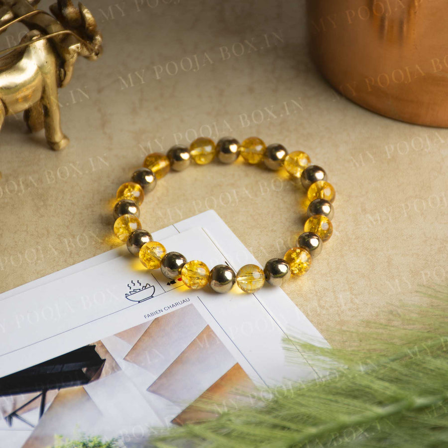 Citrine & Metal Beaded Bracelet