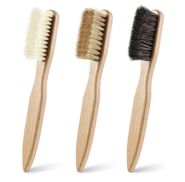3 Pcs Wood Laundry Stain Brush Stain Remover Brushes with Boar Bristle Small Stain Brush for Clothes for Scrubbing Stains from Furniture Fabric Leather(3 Pcs C)