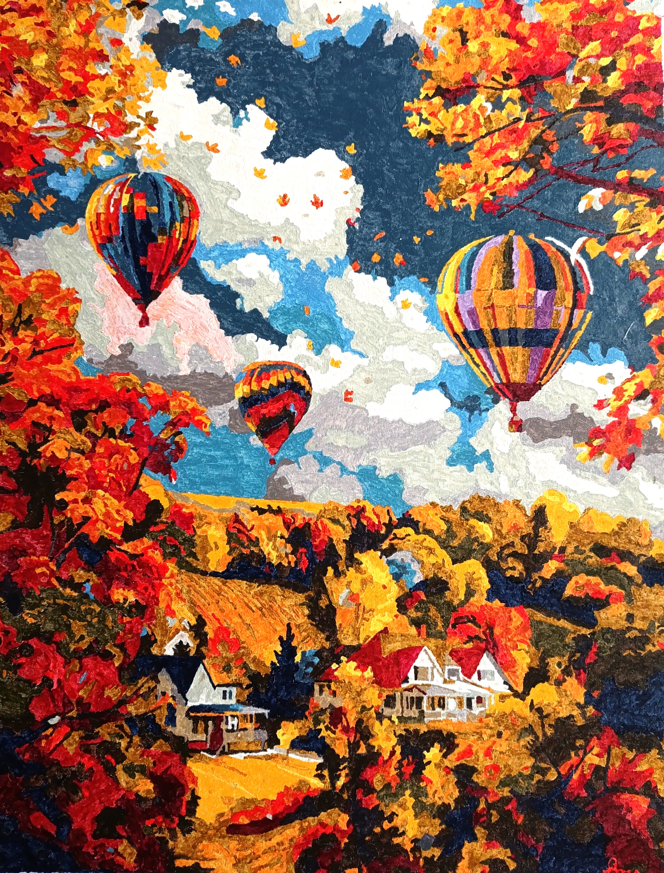 Tableau de Montgolfières en Automne