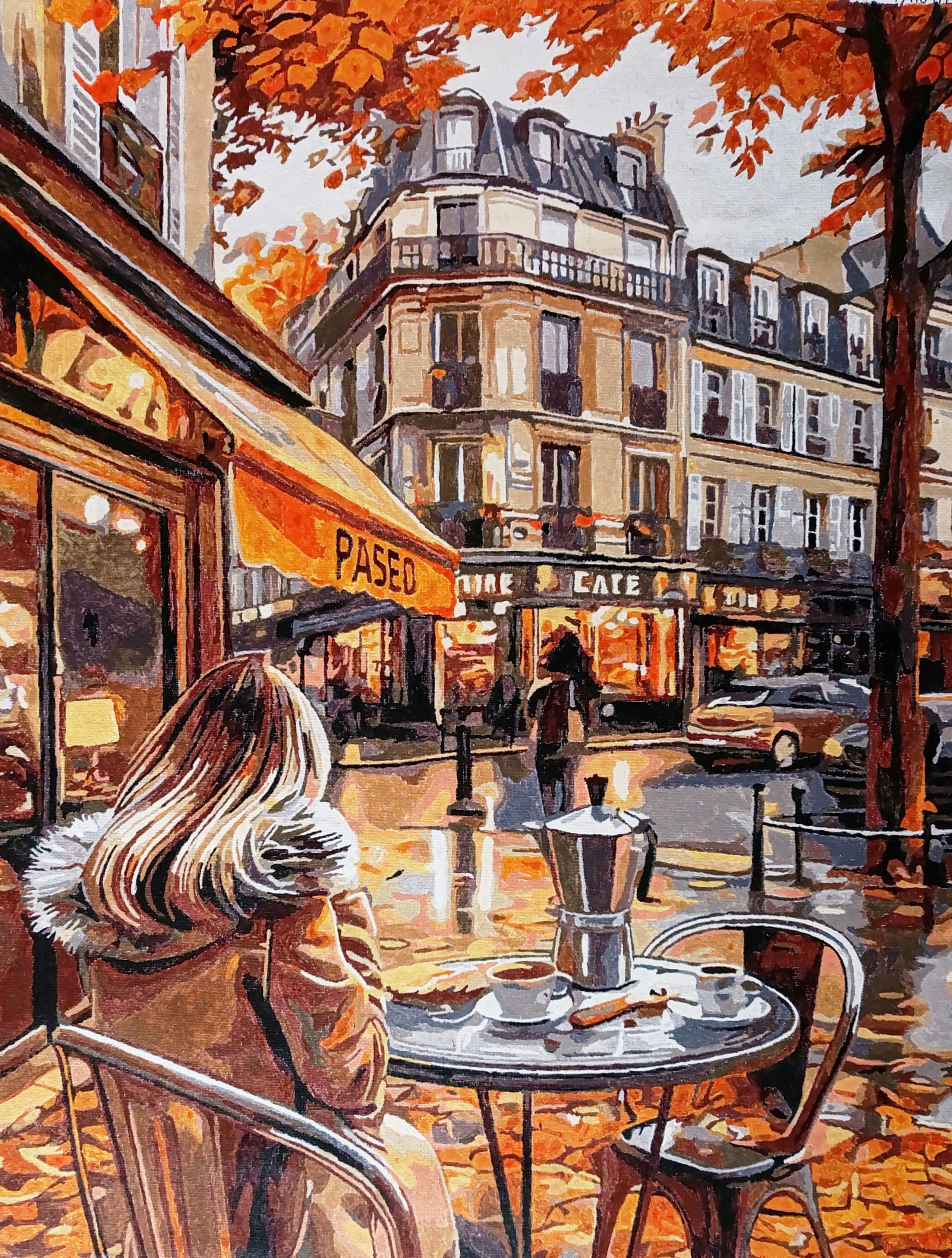 Tableau "Café en Automne"