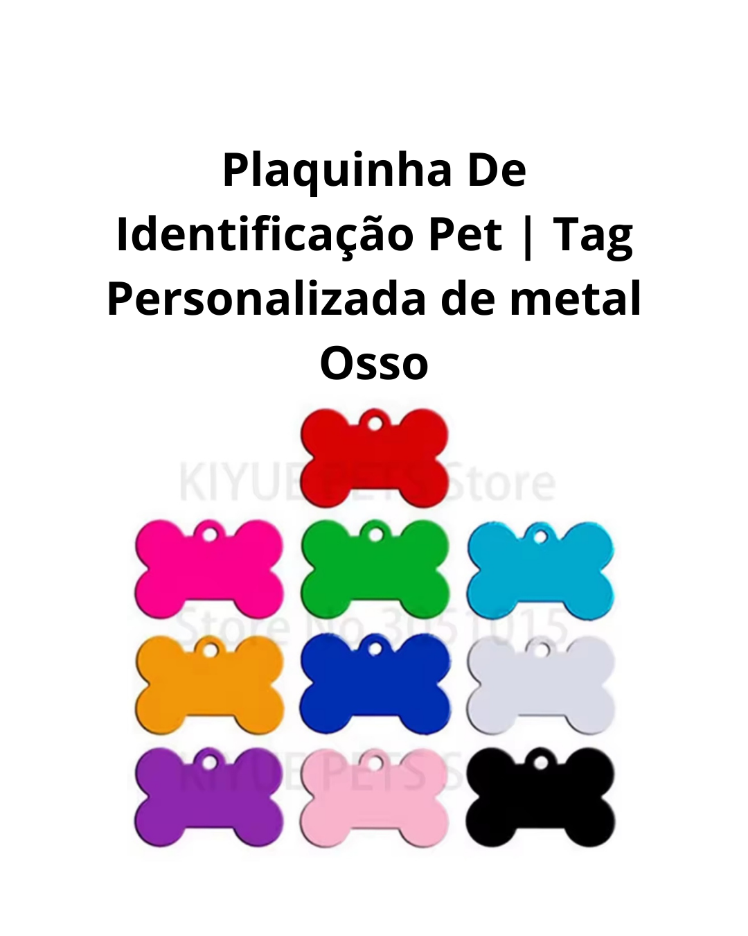 Plaquinha Pet Osso de Metal