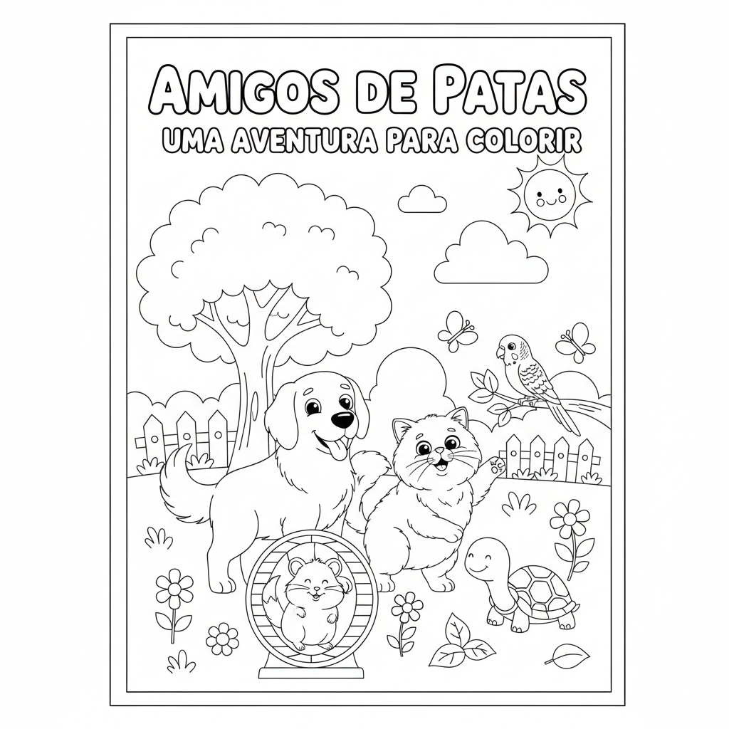 Amigos de Patas: Uma Aventura para Colorir. 25 Desenhos.