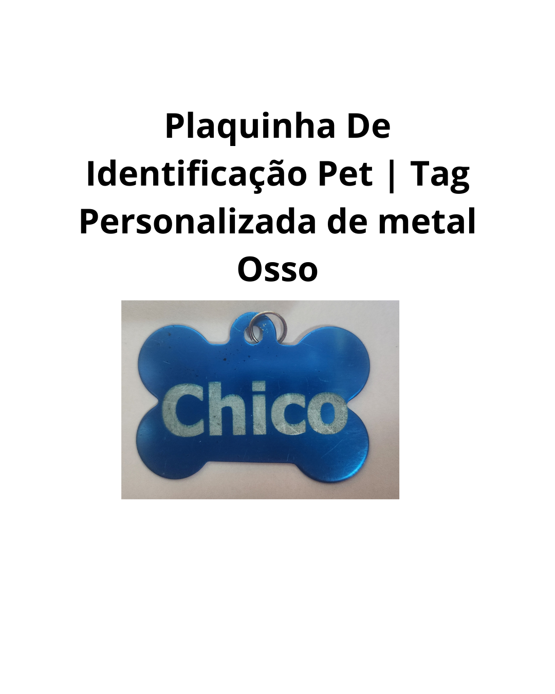 Plaquinha Pet Osso de Metal