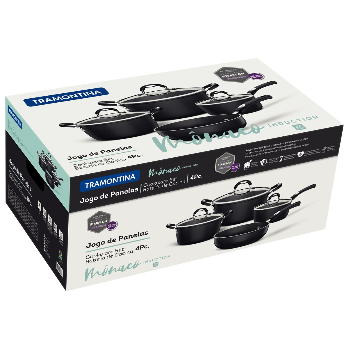 JOGO DE PANELAS 4PCS MONACO INDUCAO PRETO