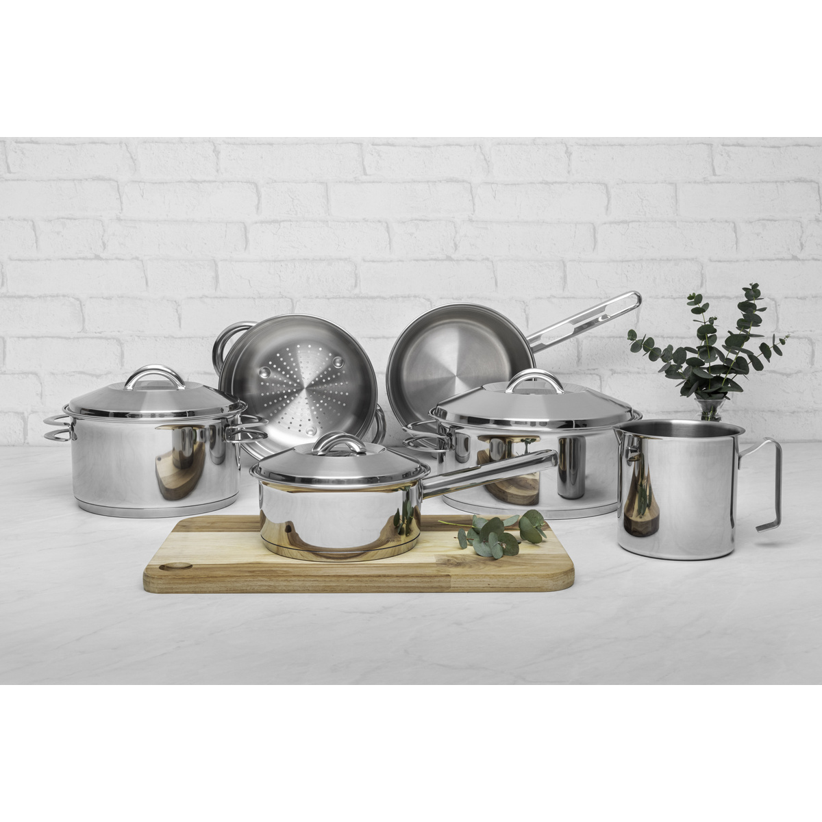 Jogo de Panelas Tramontina Solar em Aço Inox com Fundo Triplo e Tampas de Inox 6 Peças