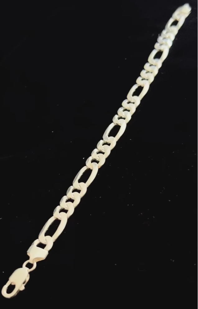 Sterling Silver Figaro Chain Bracelet