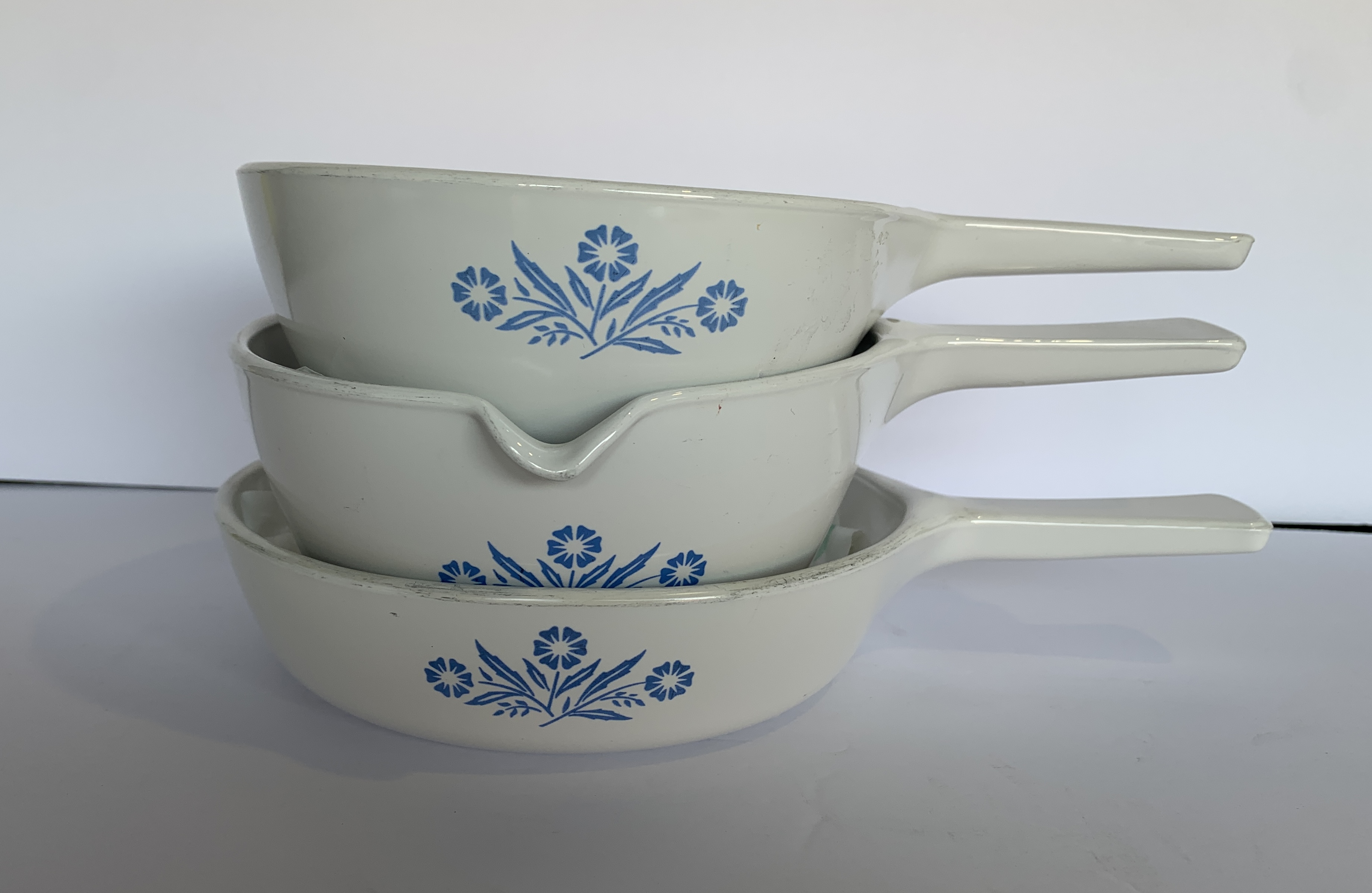 Vintage Corning Ware Blue Floral Saucepans/pans