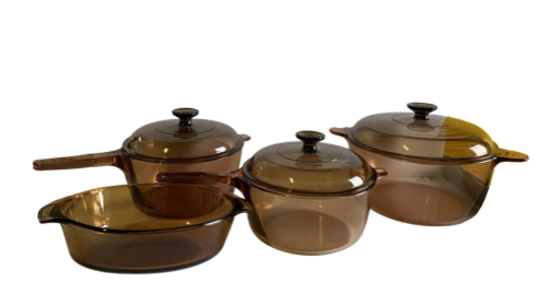 Vintage Glass Cookware Set Pots Pans