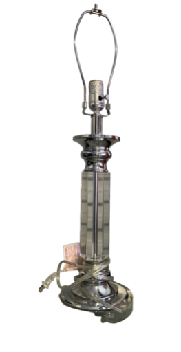 Modern Glass and Chrome Table Lamp +Shade