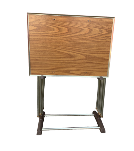 Vintage TV Tables Set of 4 Faux Wood (1960)