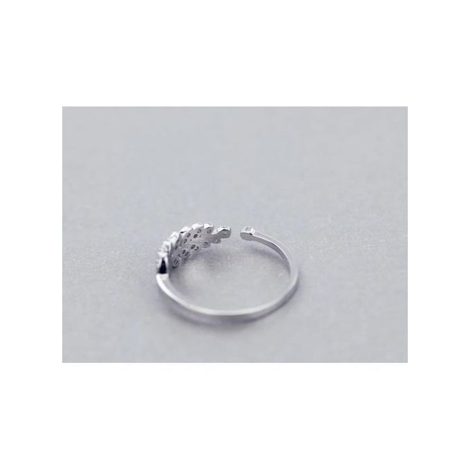 Leaf Motif Silver RingSimple Open Design Leaf Ring - 925 Pure Silver