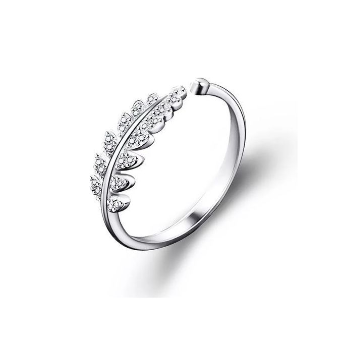 Leaf Motif Silver RingSimple Open Design Leaf Ring - 925 Pure Silver
